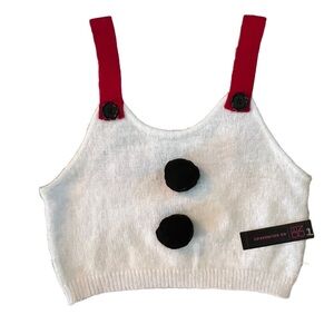 NWT NO BOUNDARIES BLACK/WHITE/RED HOLIDAY SNOWMAN CROPPED TANK SIZE XS